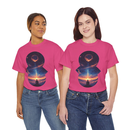 Cosmic Meditation w/Planet Space Graphic Art Tee Shirt