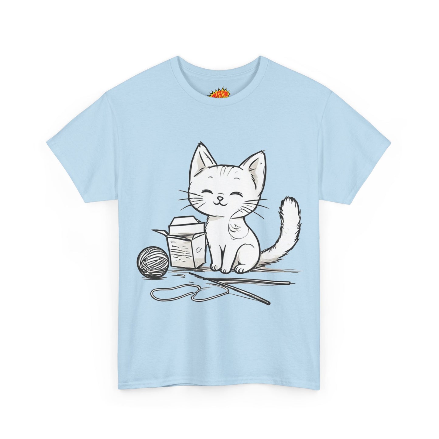White Cat w/Takeout Yarn Art Tee Shirt *Multiple Colors*