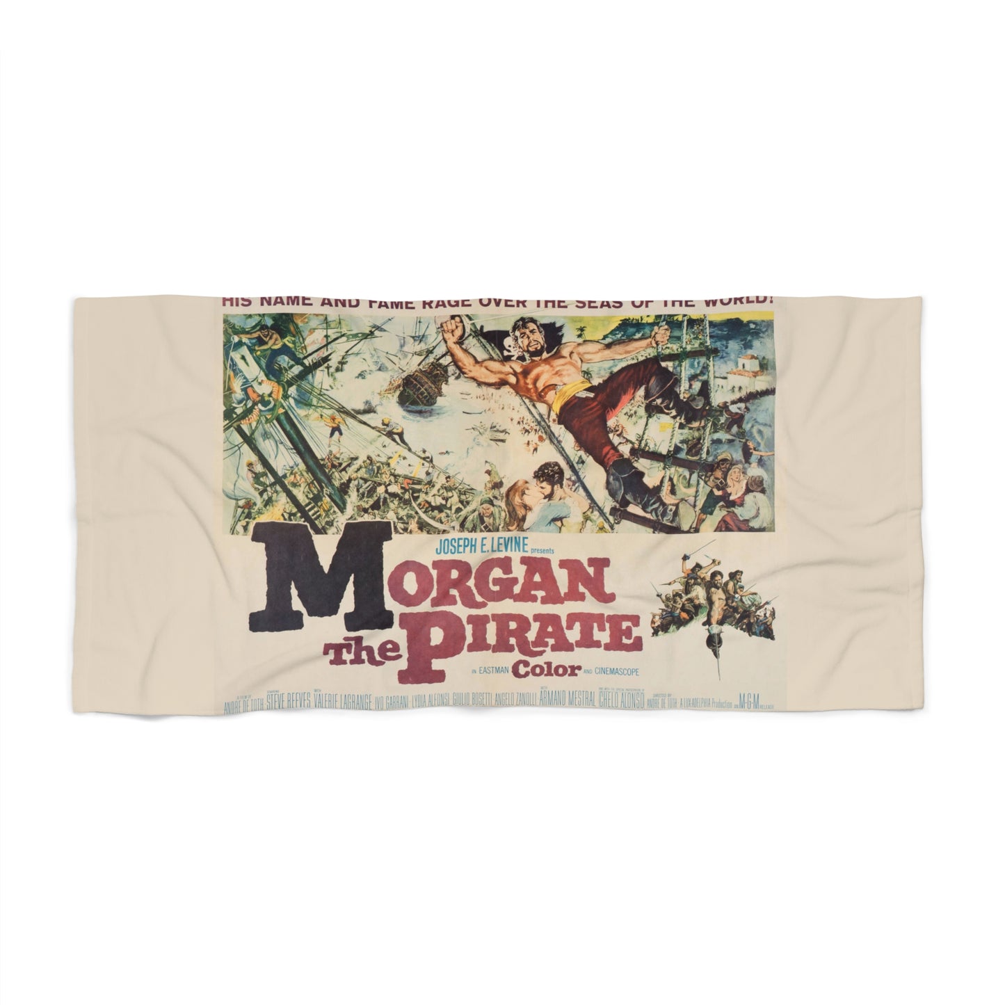 Morgan the Pirate Vintage Movie Poster Beach Towel | Retro Movie Art Towel