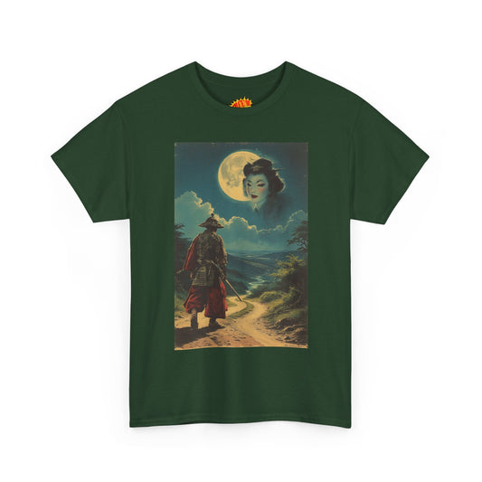 Samurai w/Full Moon Sky Geisha T-Shirt *Multiple Colors*