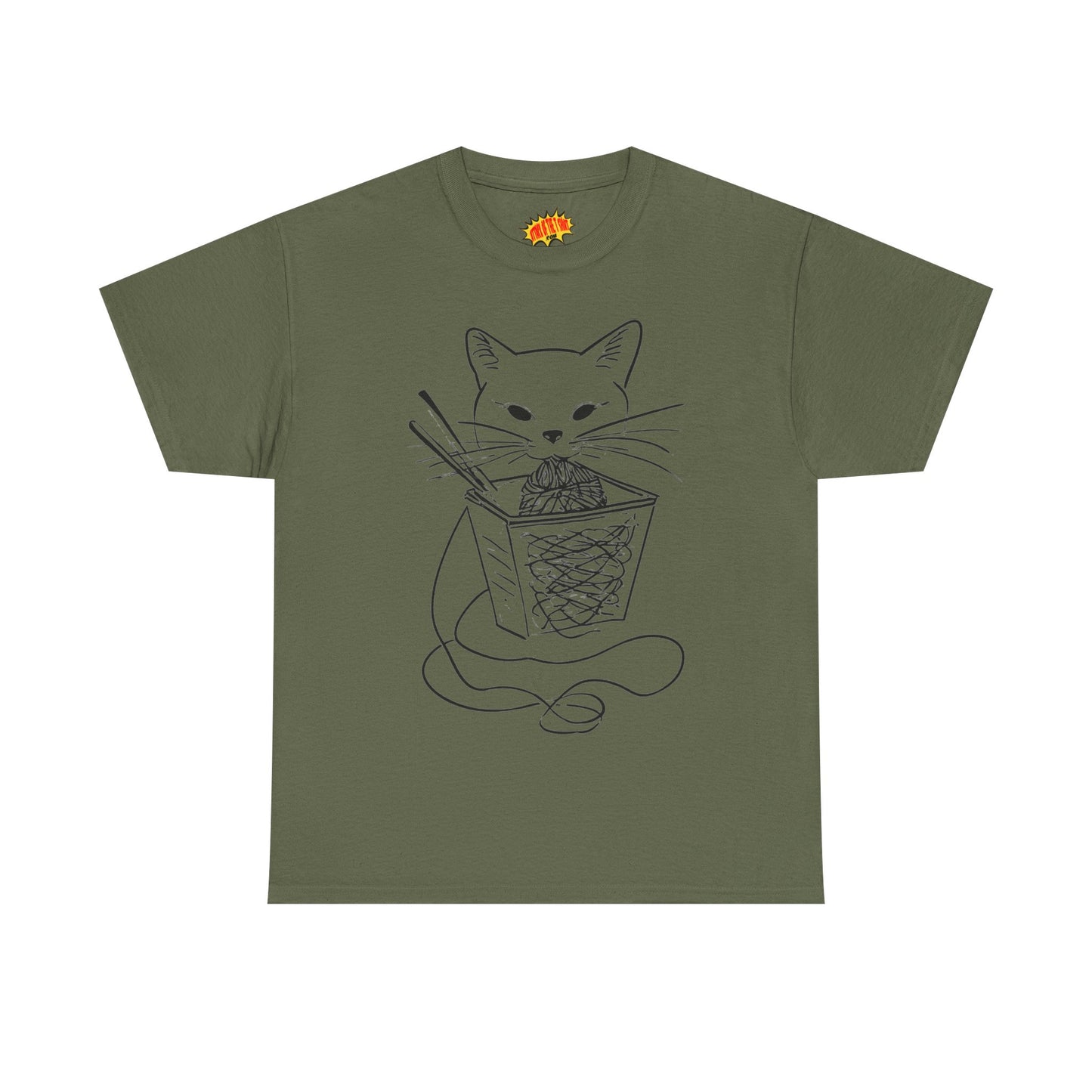 Cat w/Noodles Line Art Drawing Tee Shirt *Multiple Colors*