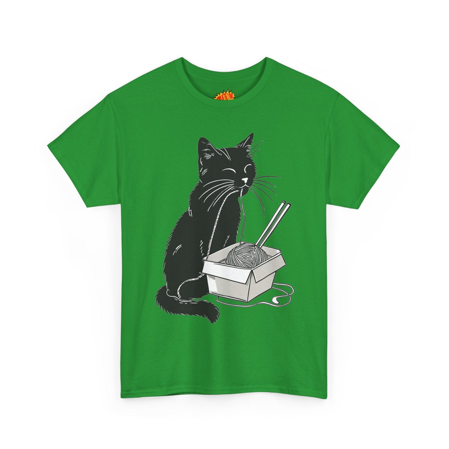 Black Cat w/Noodles Drawing Art Tee Shirt *Multiple Colors*