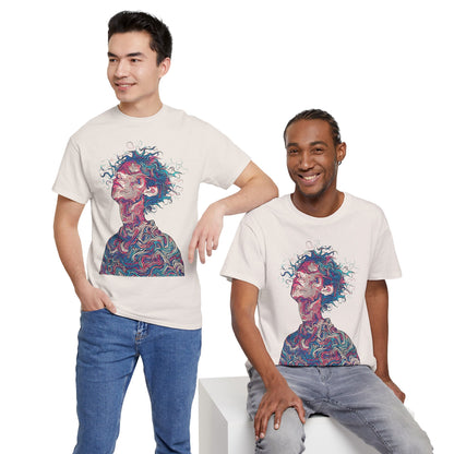 Line Drawing Multicolor Human Graphic Art Tee Shirt