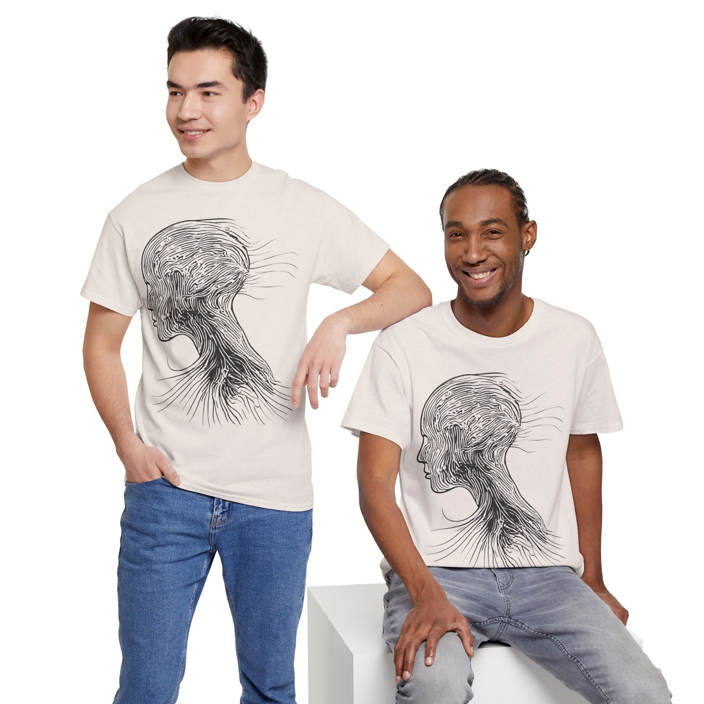 Face Silhouette Line Drawing Graphic Art Tee Shirt *Multiple Colors*