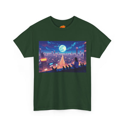 Anime Neon Night Cityscape w/Cats T-Shirt