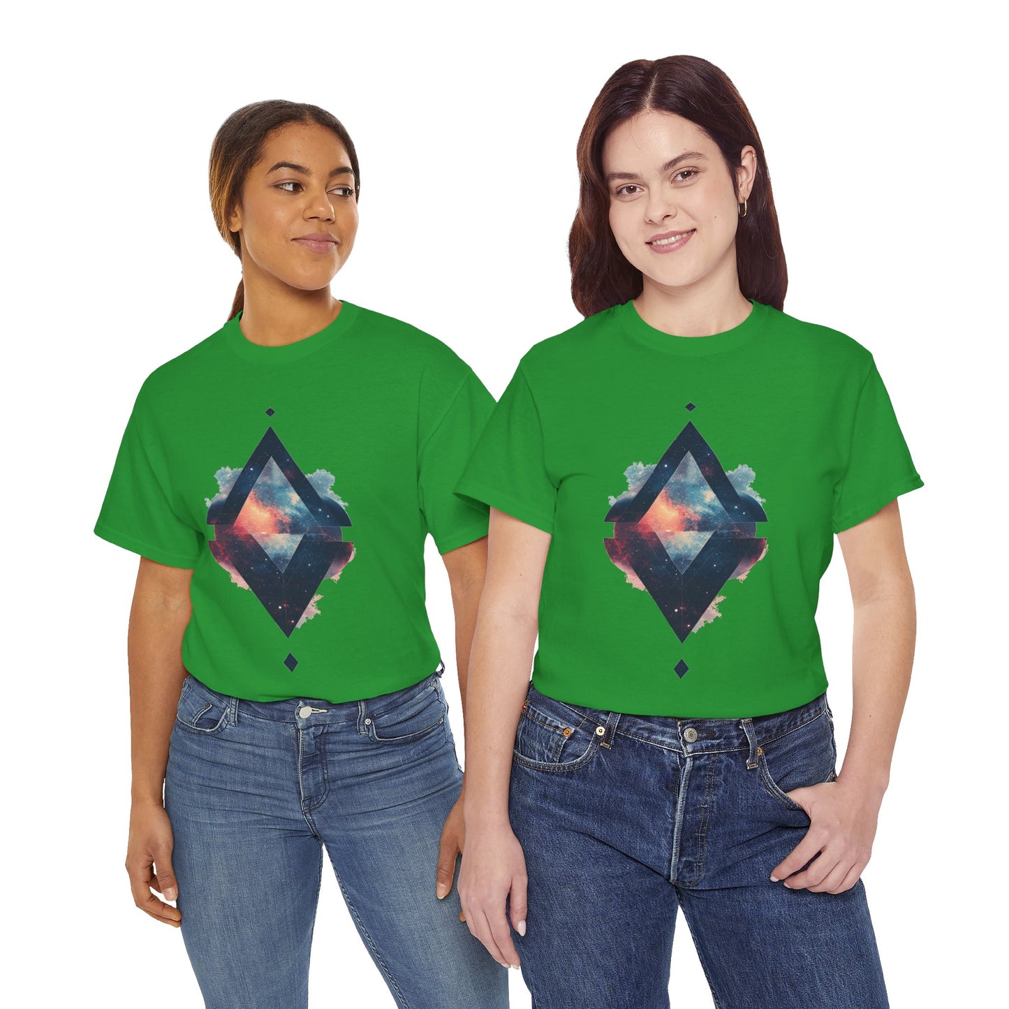 Split Diamond Shape Nebula Graphic Space Art Tee Shirt *Multiple Colors*