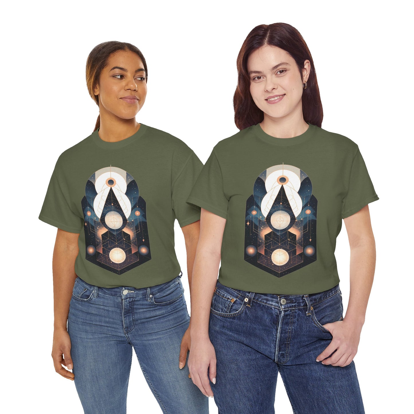 Geometric Space Art Pattern Graphic Tee Shirt *Multiple Colors*