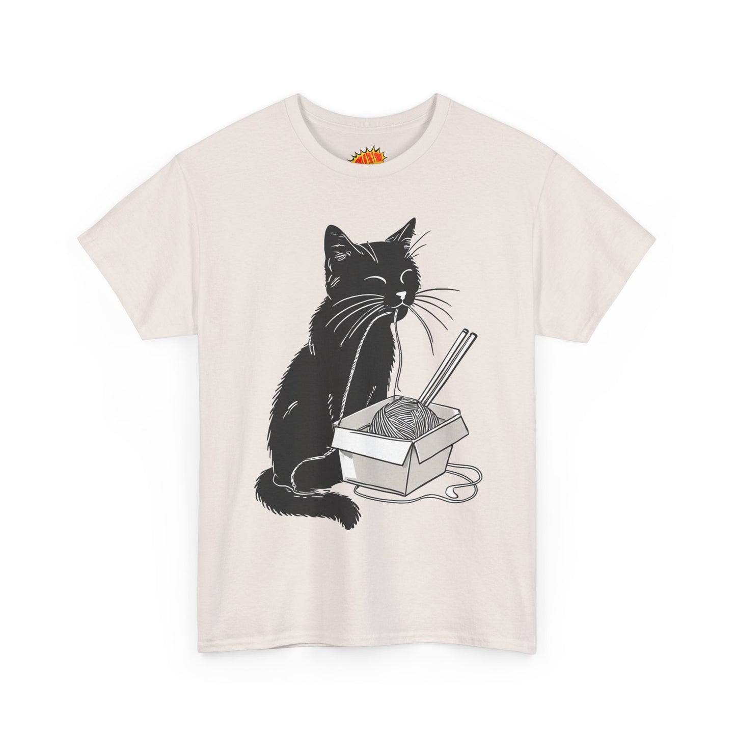 Black Cat w/Noodles Drawing Art Tee Shirt *Multiple Colors*