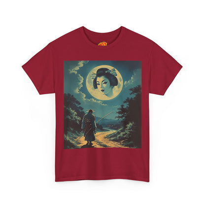 Travelling Samurai w/Full Moon Geisha Woman T-Shirt