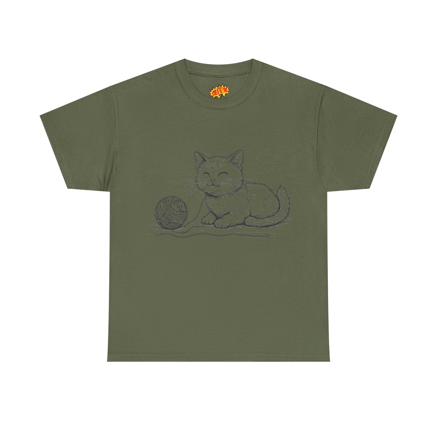 Cat w/Yarn Ball Line Drawing Tee Shirt *Multiple Colors*
