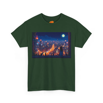 Anime City Night Scene w/Girl & Cats T-Shirt