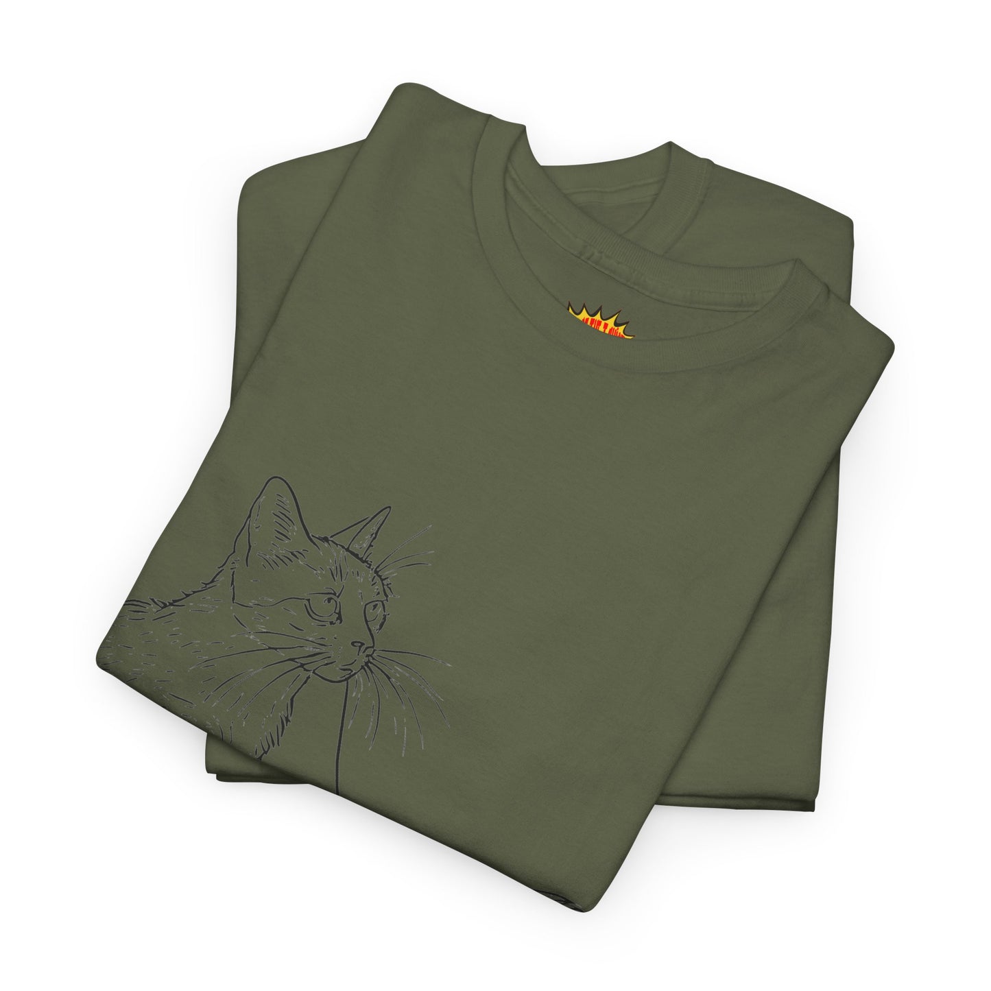 Cat w/Yarn Line Drawing Art Tee Shirt *Multiple Colors*