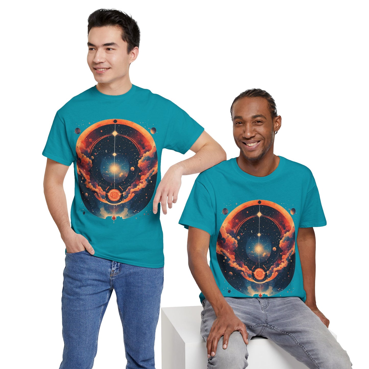 Round Galaxy Graphic Tee Shirt *Multiple Colors*