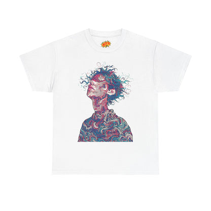 Line Drawing Multicolor Human Graphic Art Tee Shirt