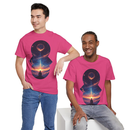 Cosmic Meditation w/Planet Space Graphic Art Tee Shirt