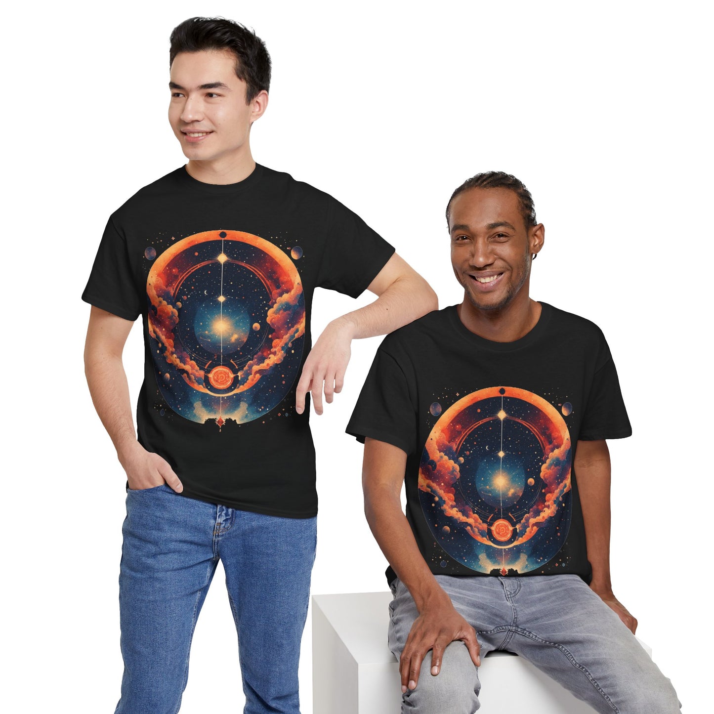 Round Galaxy Graphic Tee Shirt *Multiple Colors*