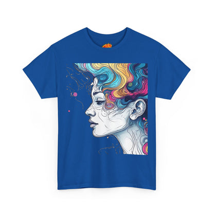 Face w/Color Hair Graphic Art Tee Shirt