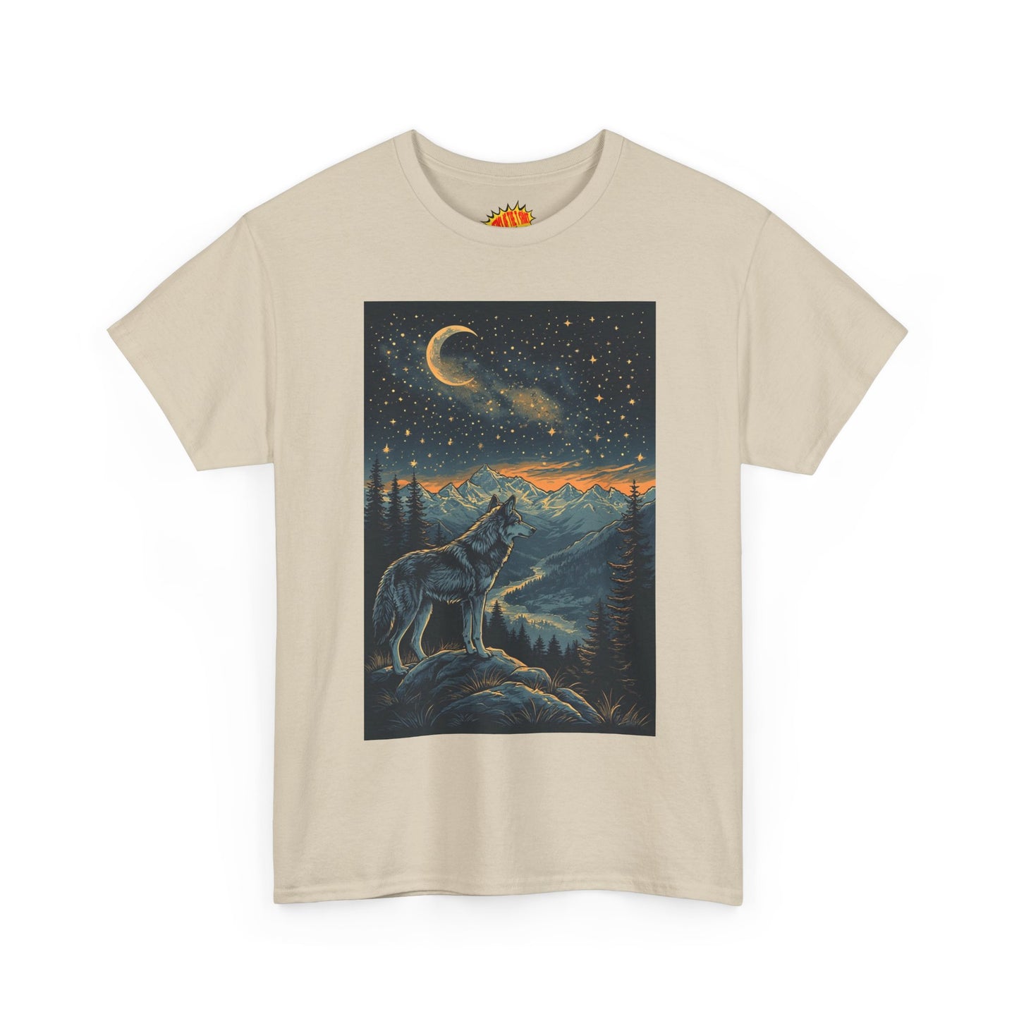 Mountain Wolf Sliver Moon Scene T-Shirt *Multiple Colors*