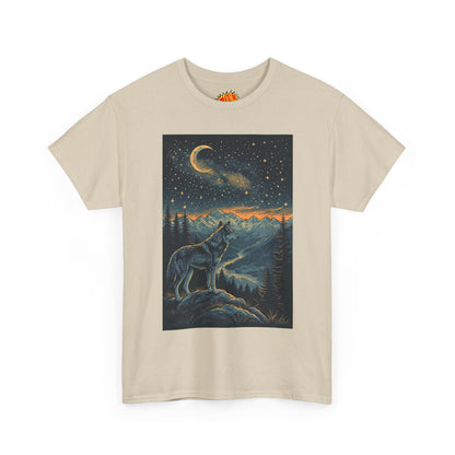 Mountain Wolf Sliver Moon Scene T-Shirt