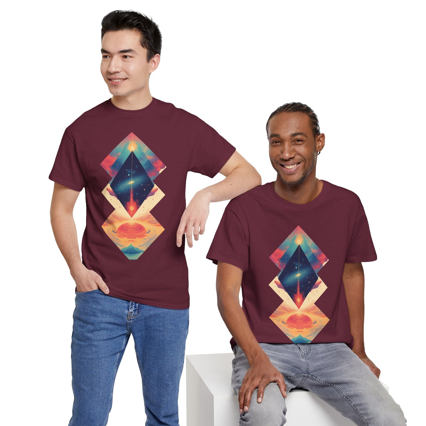 Geometric Shape Galaxy Graphic Space Art Tee Shirt *Multiple Colors*