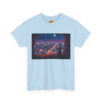 Anime Neon Cityscape Scene w/Cats T-Shirt