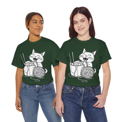 Happy Cat w/Noodles + Yarn Art Tee Shirt