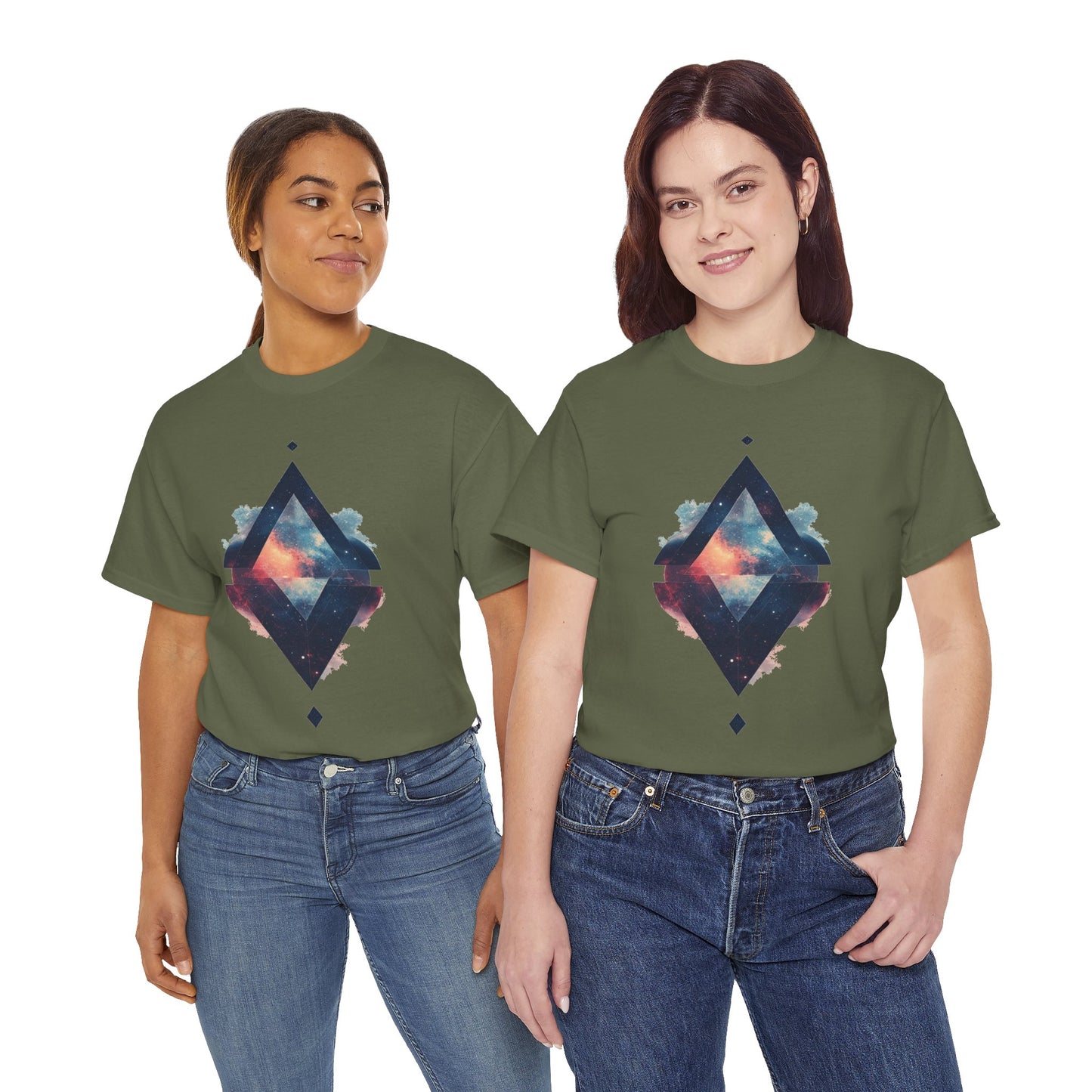 Split Diamond Shape Nebula Graphic Space Art Tee Shirt *Multiple Colors*