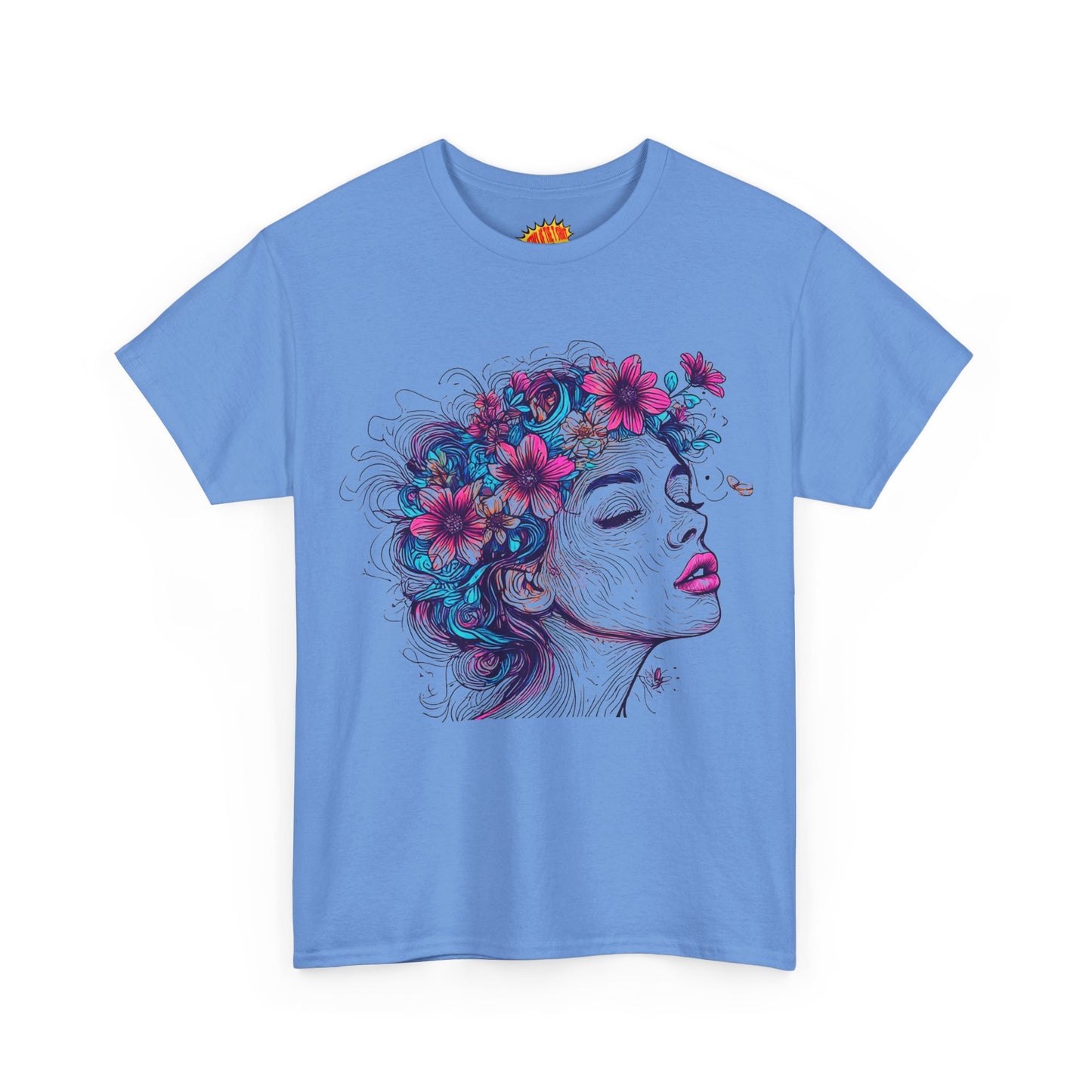 Multicolor Line Drawing Human Flower Graphic Art Tee Shirt *Multiple Colors*