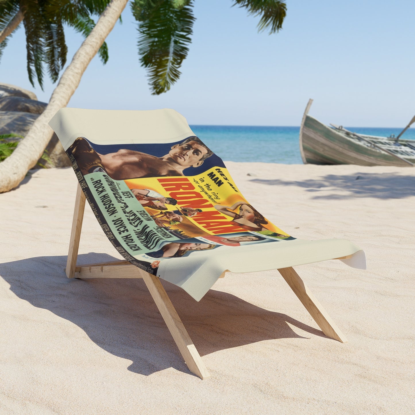 Vintage 'Iron Man' Movie Poster Beach Towel | Retro Film Artwork