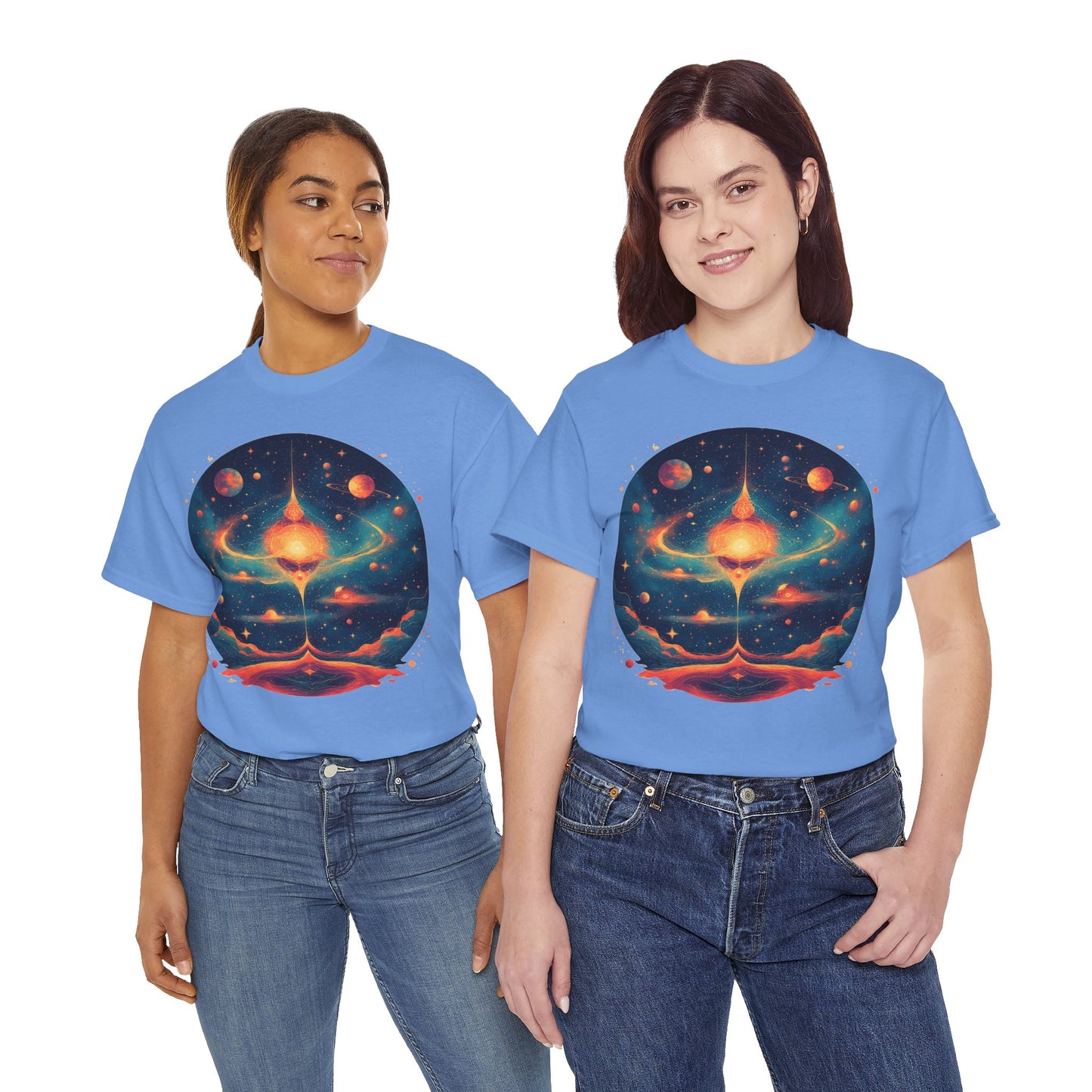 Round Galaxy w/Planets Graphic Tee Shirt *Multiple Colors*