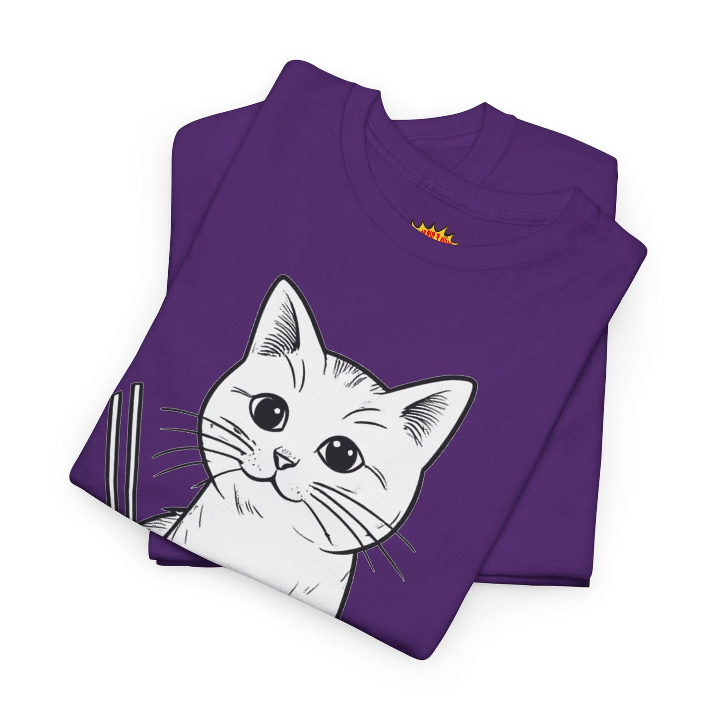 White Cat w/Yarn Ball Art Tee Shirt *Multiple Colors*