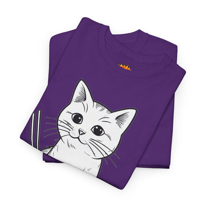 White Cat w/Yarn Ball Art Tee Shirt