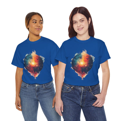 Round Galaxy w/Nebula Graphic Art Tee Shirt
