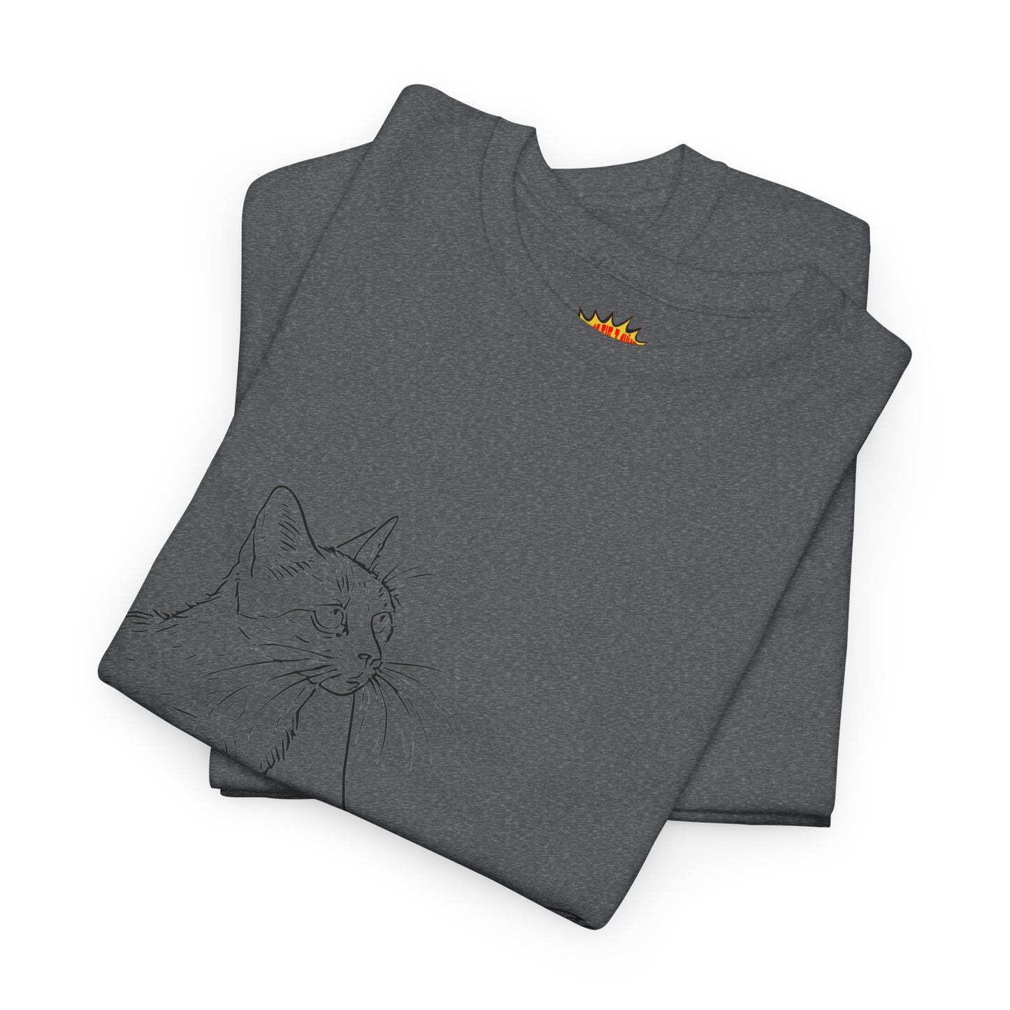 Cat w/Yarn Line Drawing Art Tee Shirt *Multiple Colors*