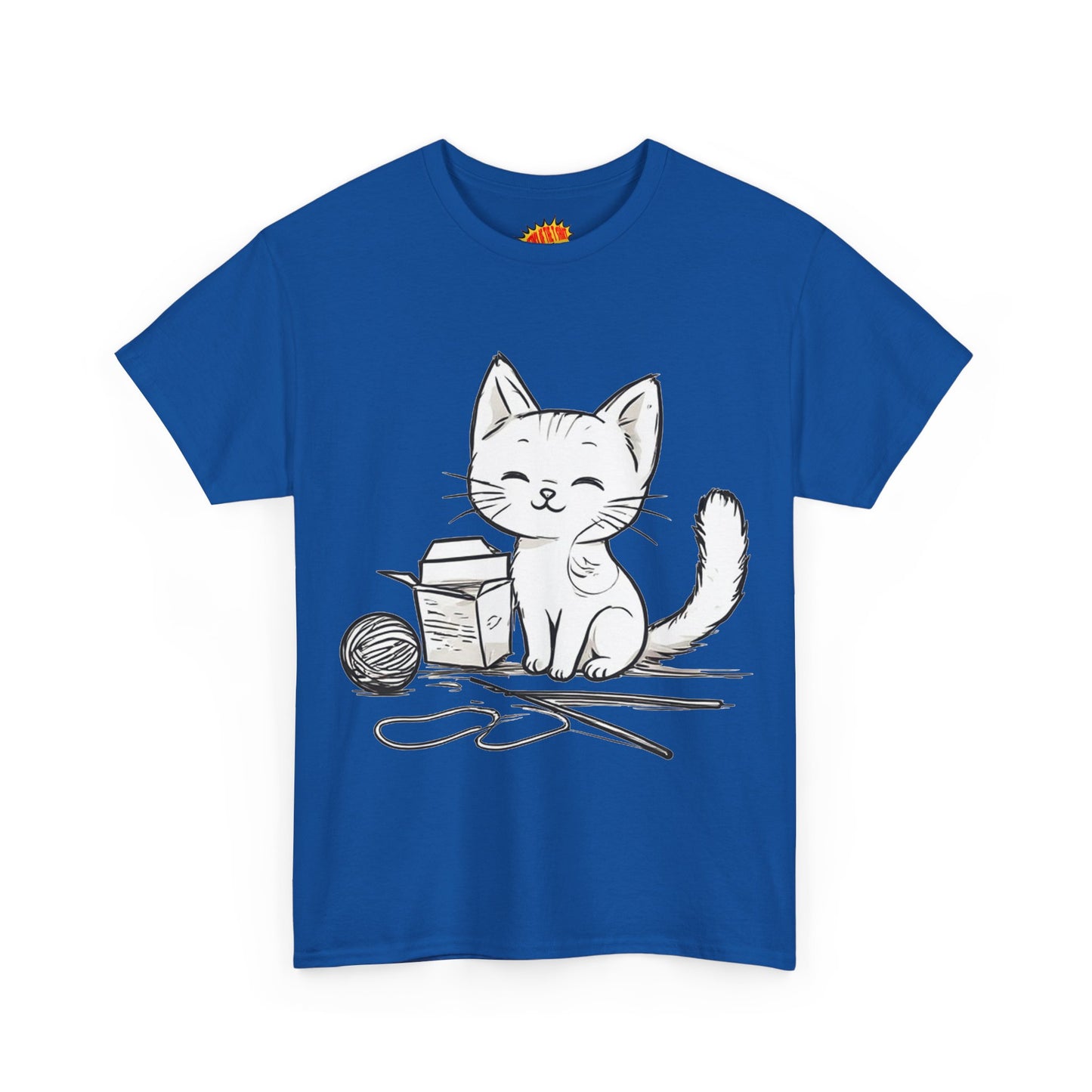 White Cat w/Takeout Yarn Art Tee Shirt *Multiple Colors*