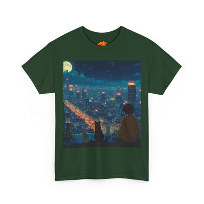 Anime City Night Scene w/Cats T-Shirt