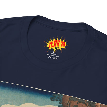 The Hanging-cloud Bridge by Katushika Hokusai - Heavy Cotton Tee *Dark Colors*