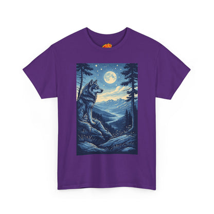 Blue Wolf with Full Moon Scene T-Shirt