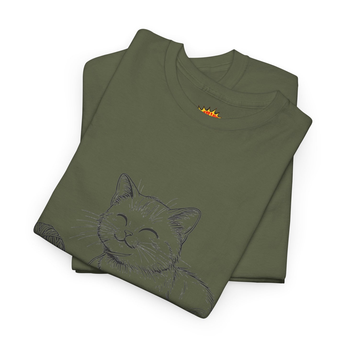 Cat w/Yarn Ball Line Drawing Tee Shirt *Multiple Colors*