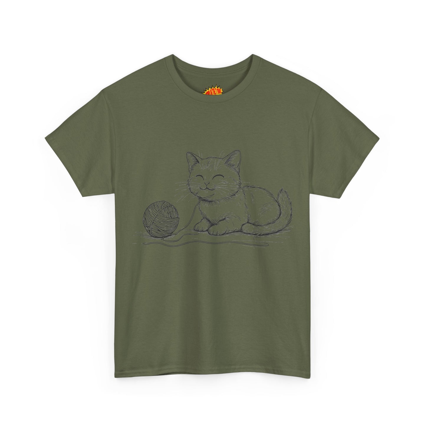 Cat w/Yarn Ball Line Drawing Tee Shirt *Multiple Colors*