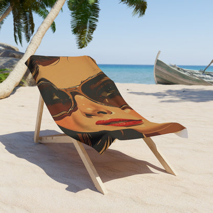 Vintage Sunglasses Model Glamour Art Beach Towel | Retro Art Print Towel 2 Sizes