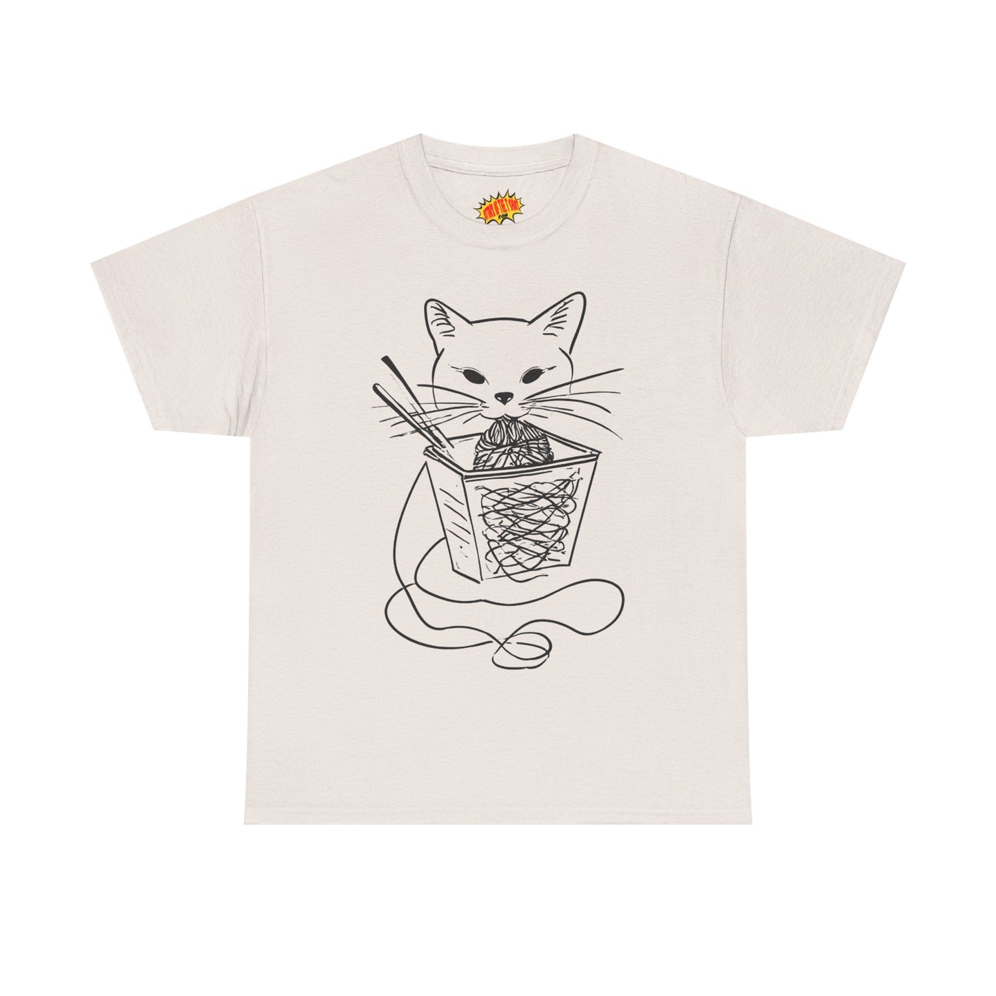 Cat w/Noodles Line Art Drawing Tee Shirt *Multiple Colors*