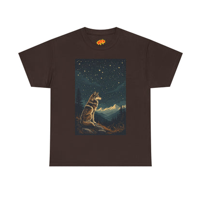 Mountain Wolf with Starry Night T-Shirt
