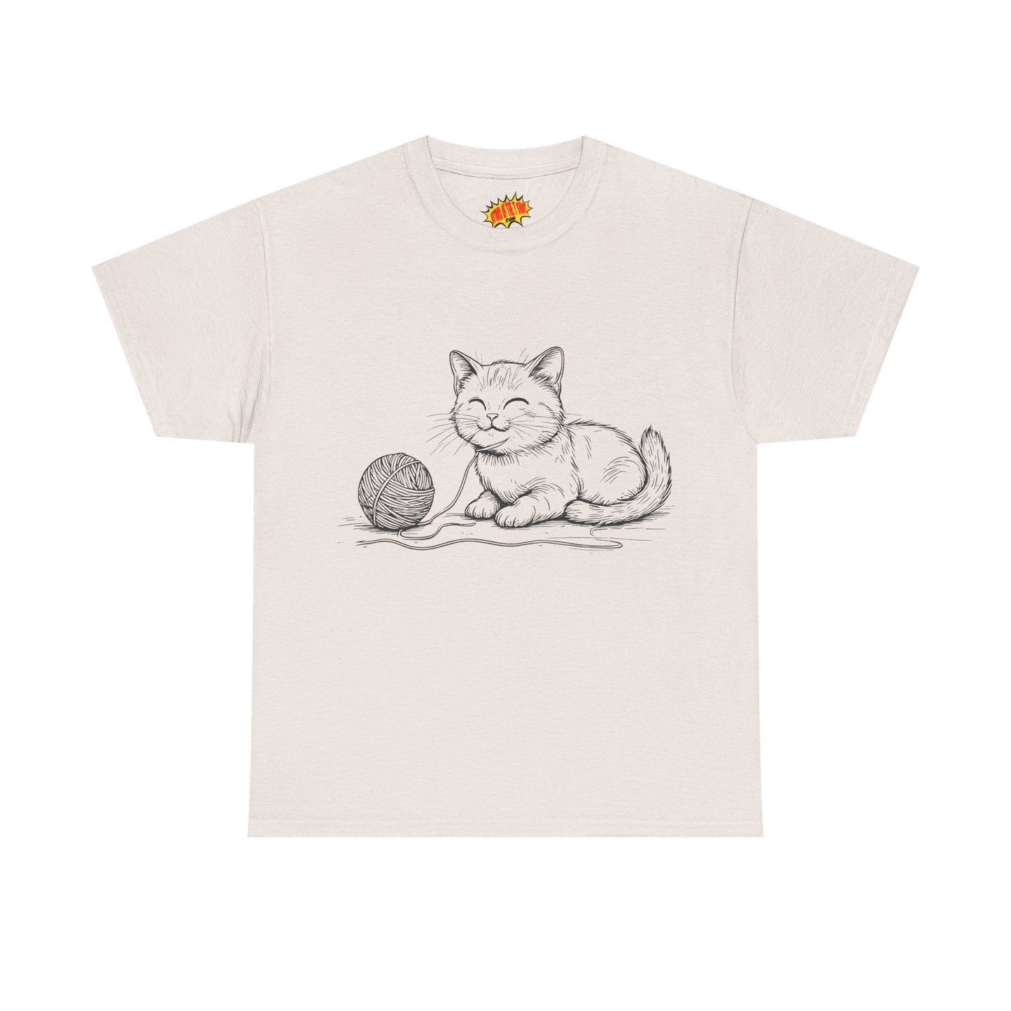 Cat w/Yarn Ball Line Drawing Tee Shirt *Multiple Colors*