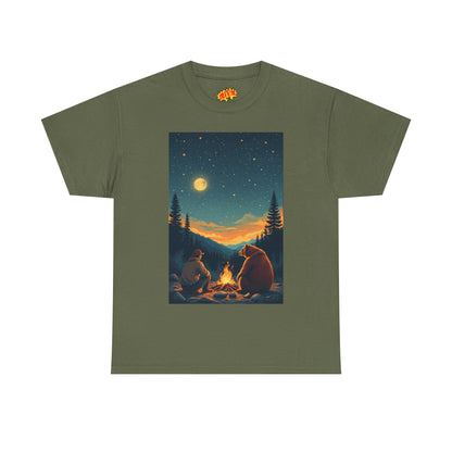Mountain Man w/ Brown Bear Campfire Scene T-Shirt