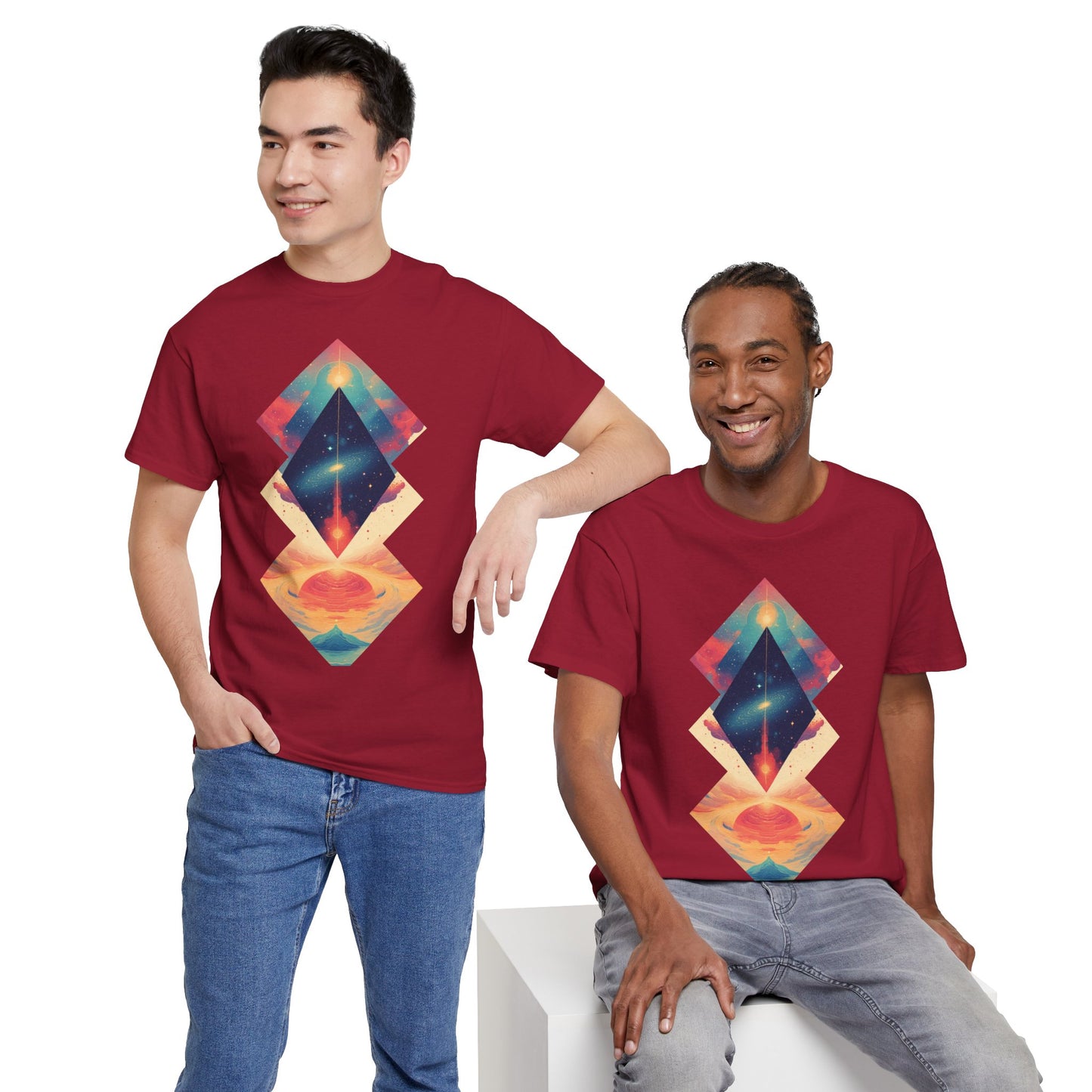 Geometric Shape Galaxy Graphic Space Art Tee Shirt *Multiple Colors*