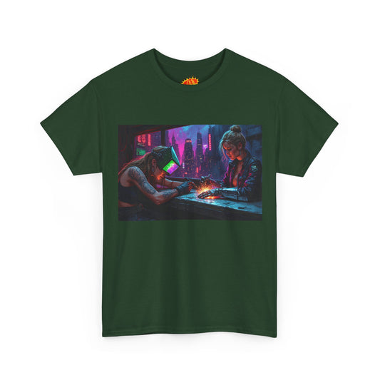 Cyberpunk Women Cyborg Repair Shop Scene T-Shirt *Multiple Colors*