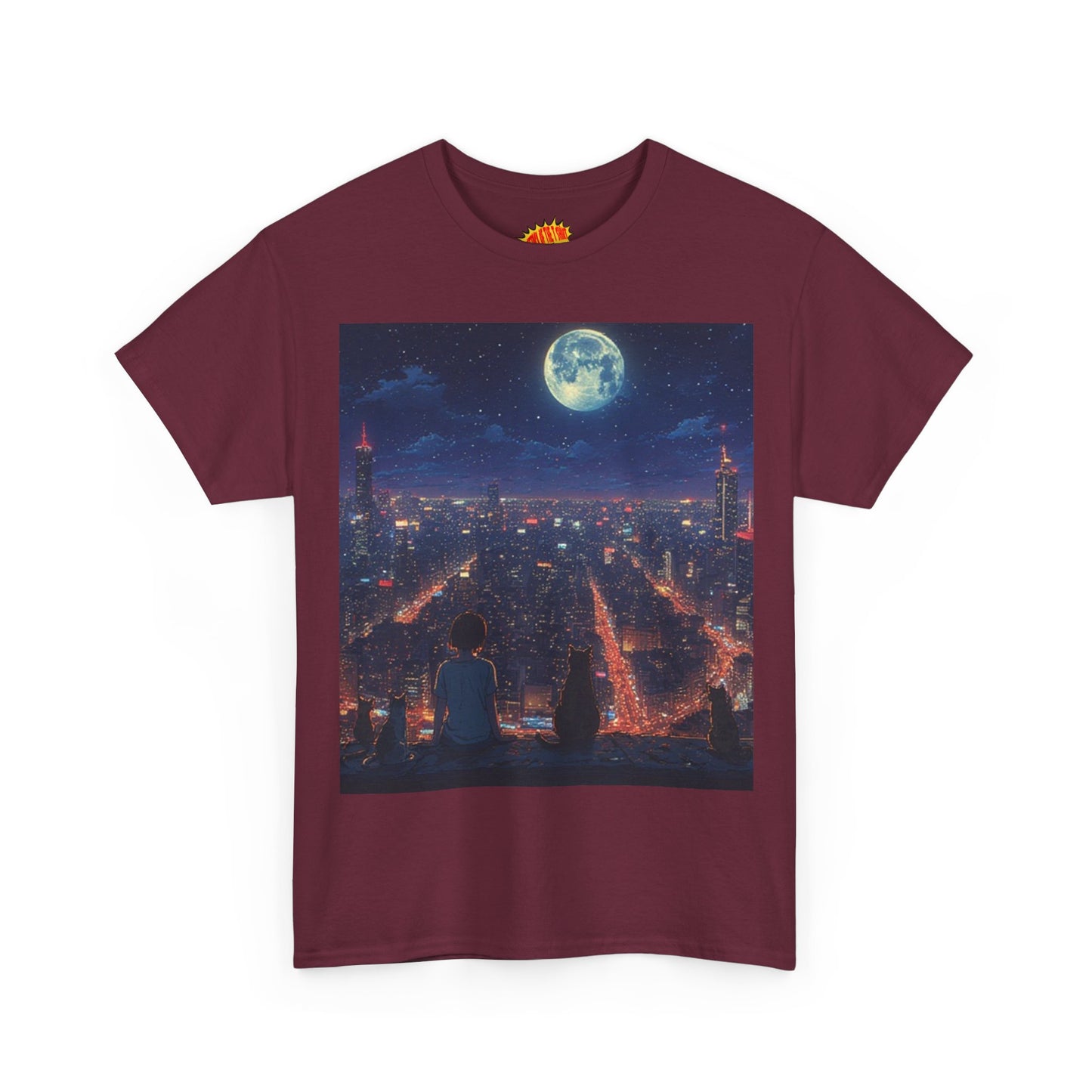 Anime City Neon Night Scene w/Cats T-Shirt *Multiple Colors*