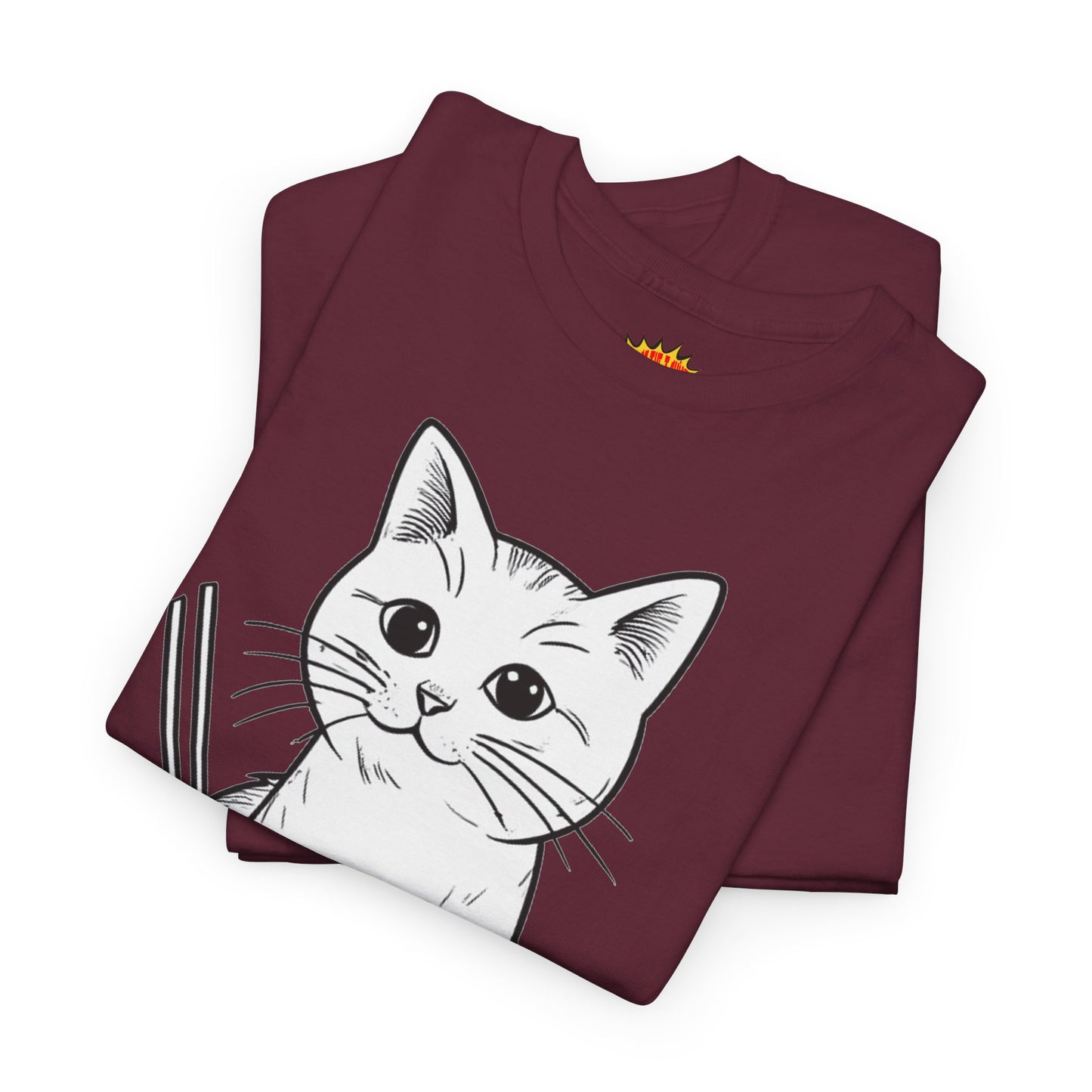 White Cat w/Yarn Ball Art Tee Shirt *Multiple Colors*