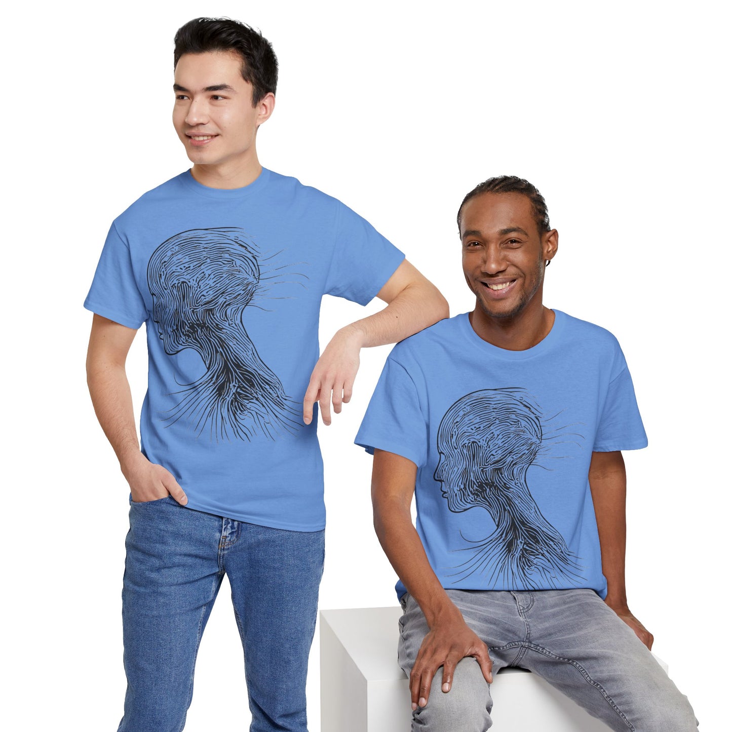 Face Silhouette Line Drawing Graphic Art Tee Shirt *Multiple Colors*